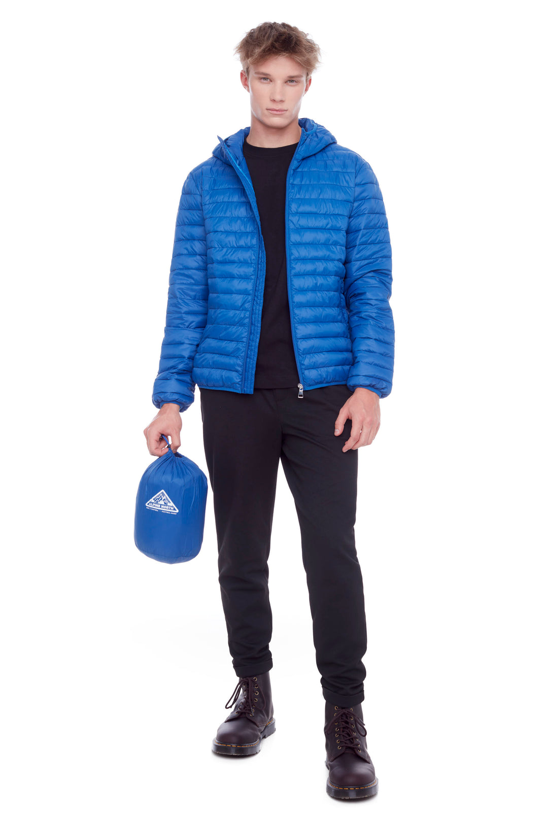 YOHO MEN'S | MEN'S VEGAN DOWN (RECYCLED) LIGHTWEIGHT PACKABLE PUFFER, COBALT