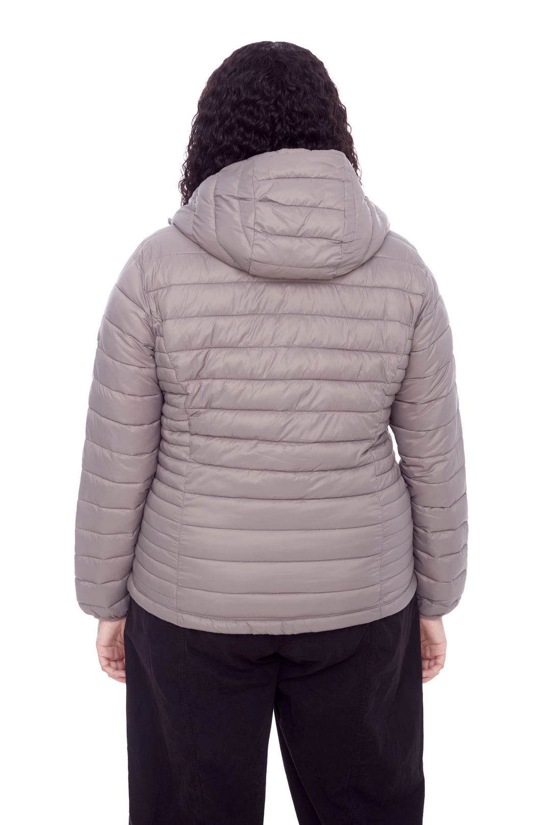 YOHO PLUS | WOMEN'S VEGAN DOWN (RECYCLED) LIGHTWEIGHT PACKABLE PUFFER, TAUPE (PLUS SIZE)