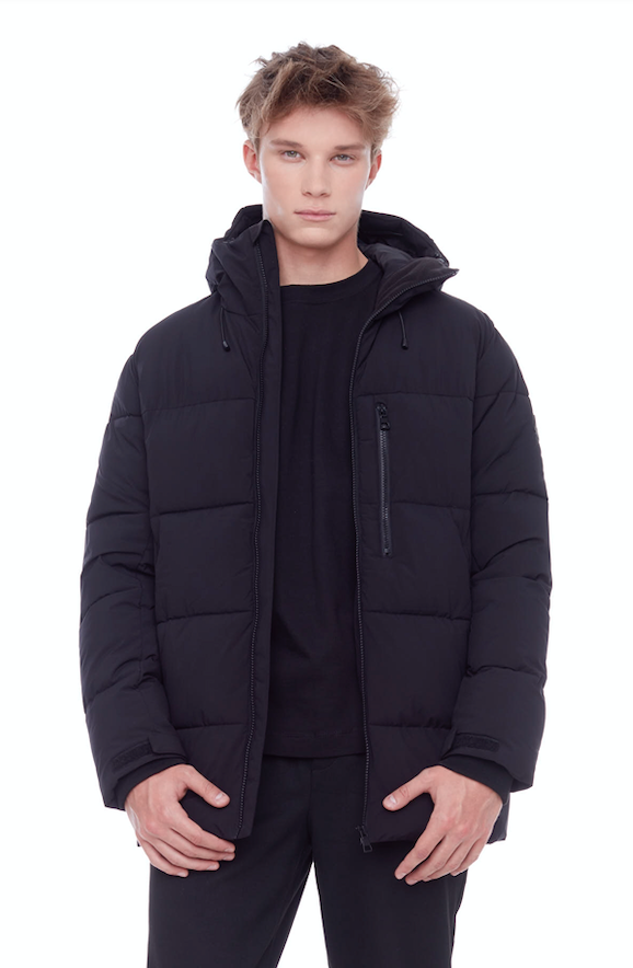 BANFF | MEN'S VEGAN DOWN (RECYCLED) MID-WEIGHT QUILTED PUFFER JACKET, BLACK