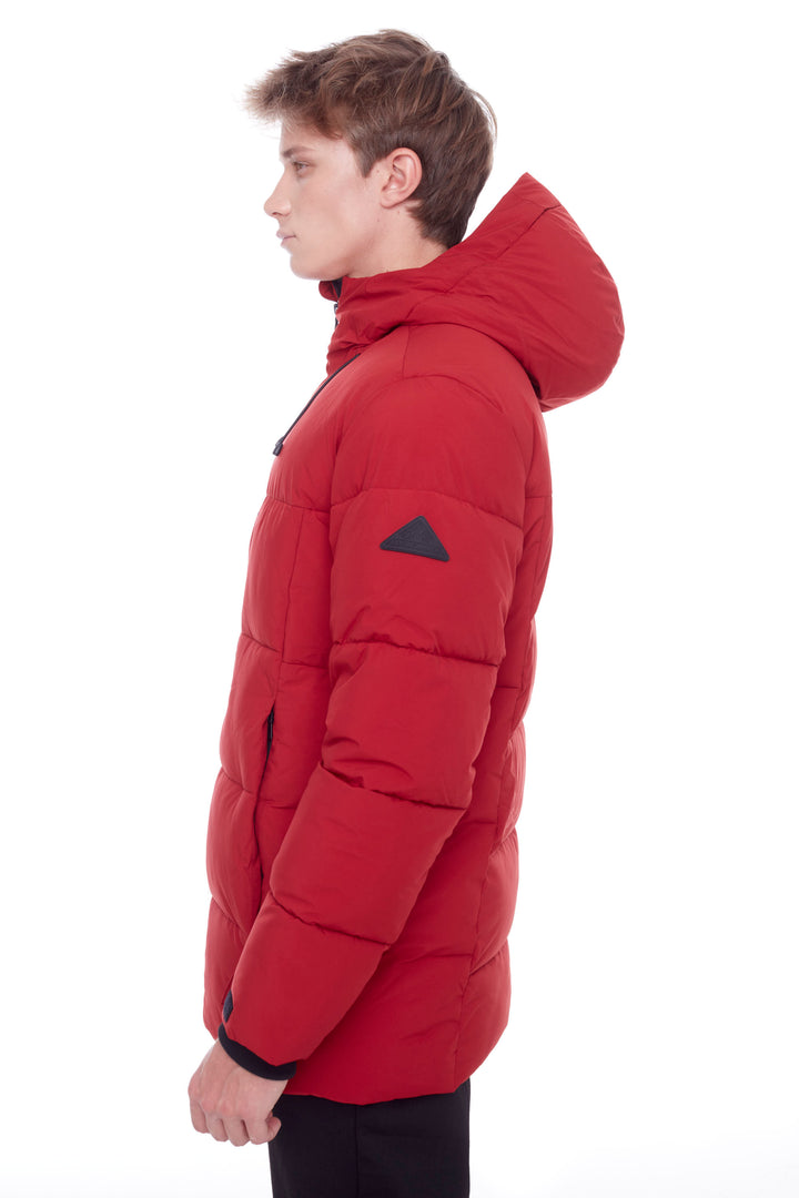 BANFF | MEN'S VEGAN DOWN (RECYCLED) MID-WEIGHT QUILTED PUFFER JACKET, DEEP RED