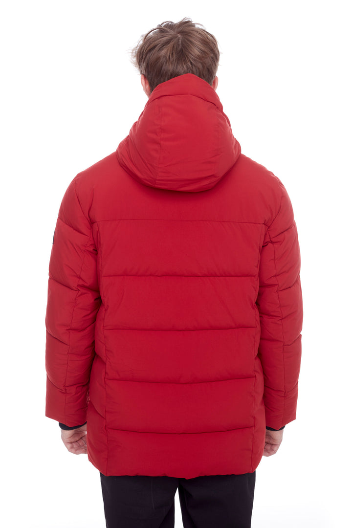 BANFF | MEN'S VEGAN DOWN (RECYCLED) MID-WEIGHT QUILTED PUFFER JACKET, DEEP RED