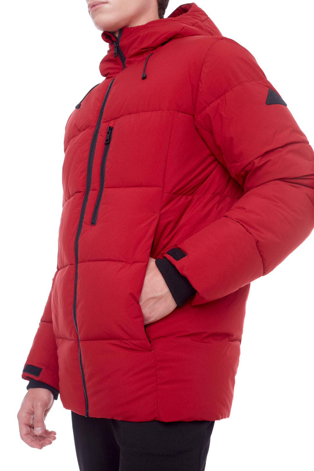 BANFF | MEN'S VEGAN DOWN (RECYCLED) MID-WEIGHT QUILTED PUFFER JACKET, DEEP RED