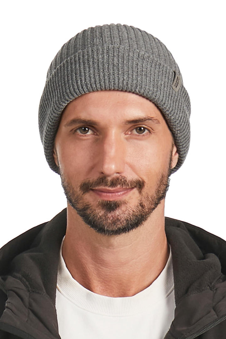 UNISEX CUFF BEANIE, HEATHER GREY