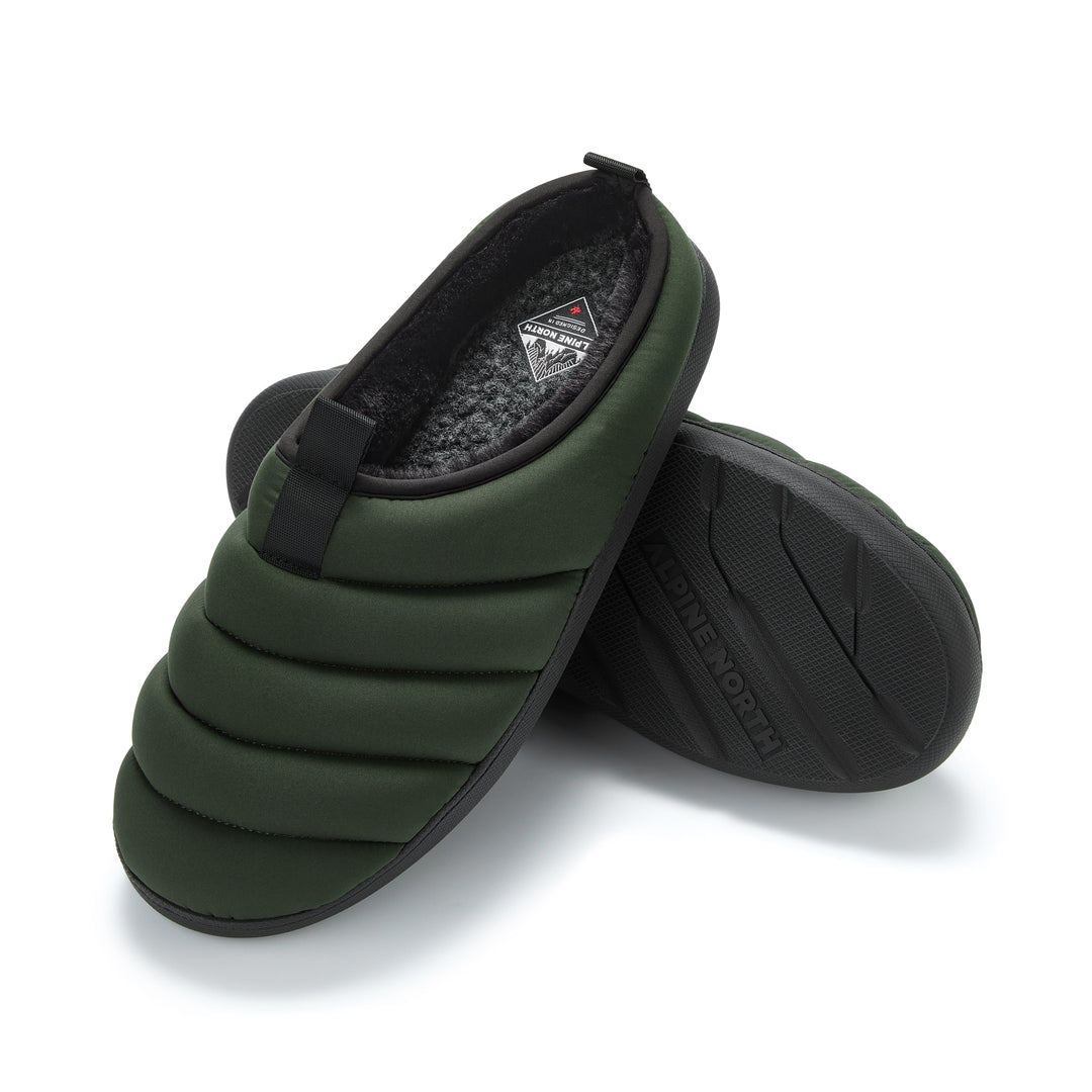 SEATON | INSULATED PUFFER SLIPPERS, DARK GREEN
