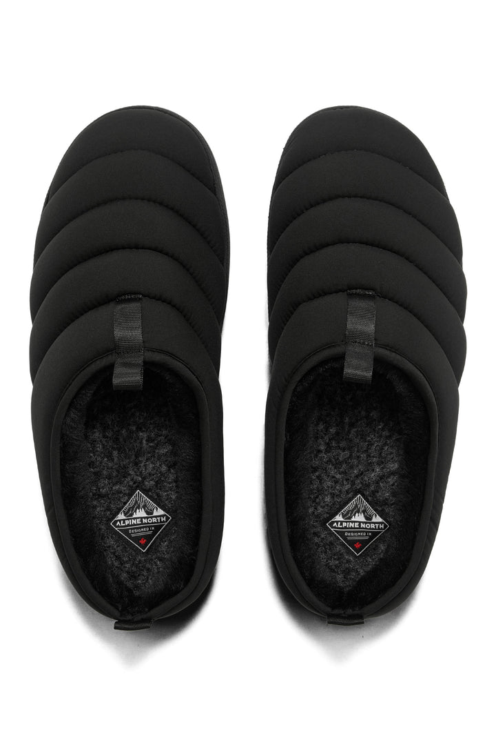 INSULATED PUFFER SLIPPERS, BLACK