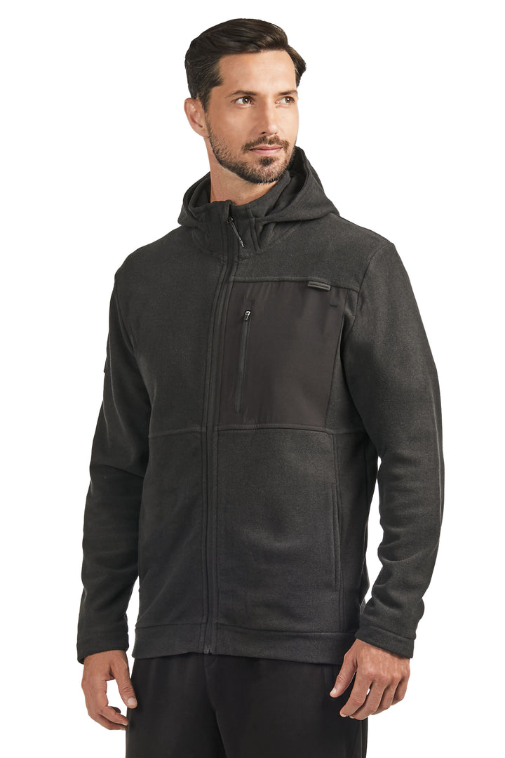 MEN'S FLEECE FULL ZIP SWEATER, BLACK HEATHER
