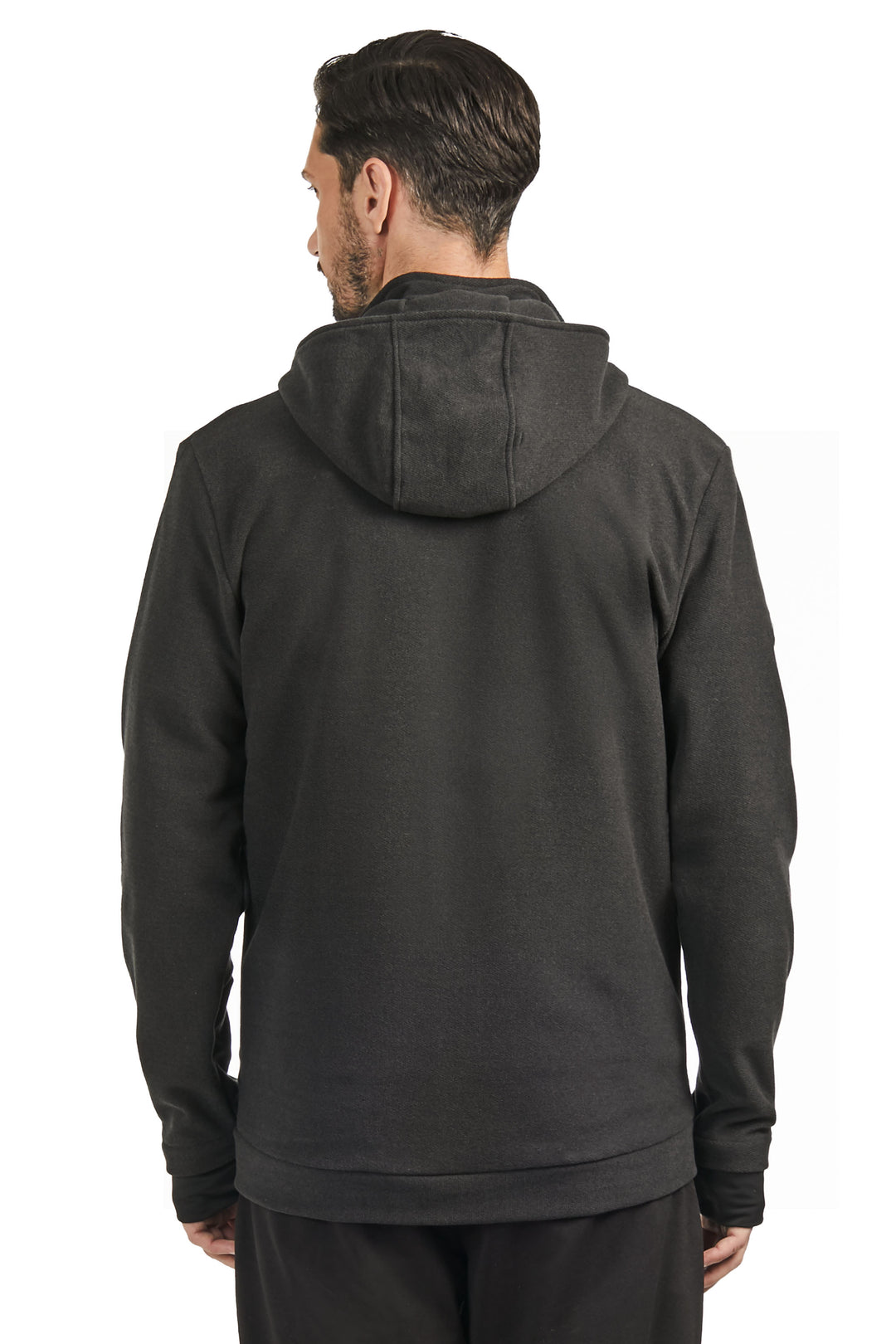 MEN'S FLEECE FULL ZIP SWEATER, BLACK HEATHER