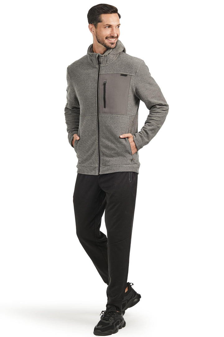 MEN'S FLEECE FULL ZIP SWEATER, GREY HEATHER