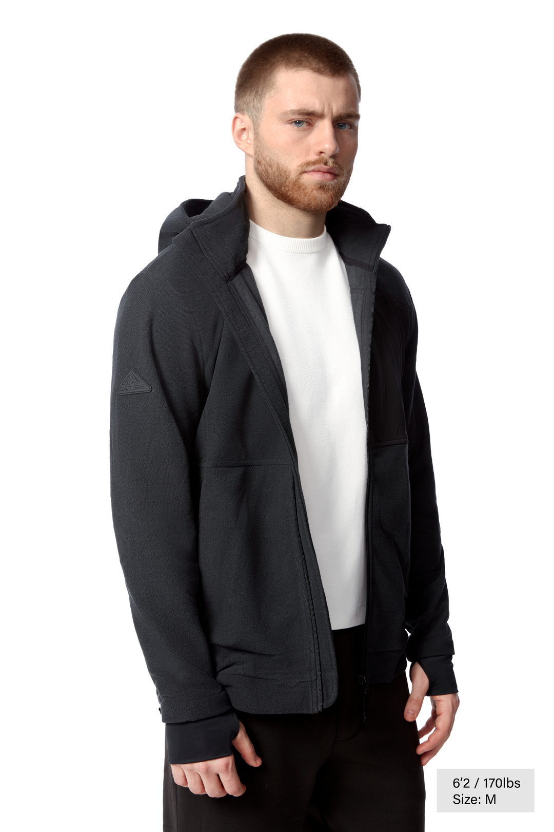 MEN'S FLEECE FULL ZIP SWEATER, BLACK HEATHER