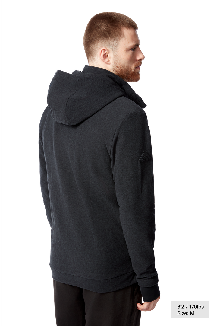 MEN'S FLEECE FULL ZIP SWEATER, BLACK HEATHER