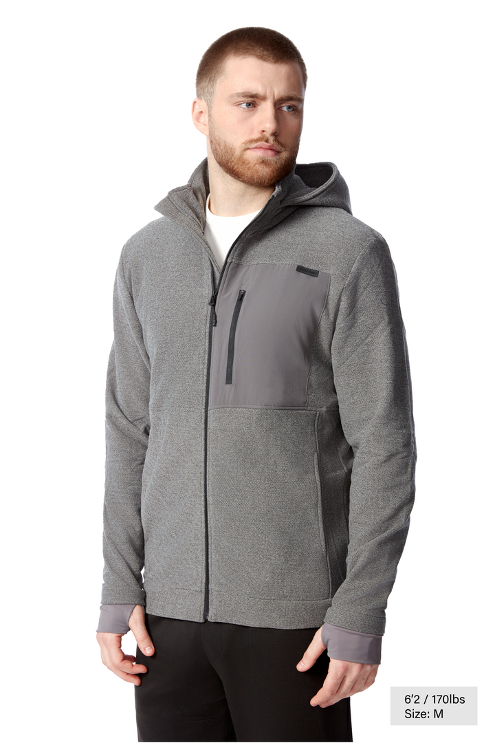 MEN'S FLEECE FULL ZIP SWEATER, GREY HEATHER