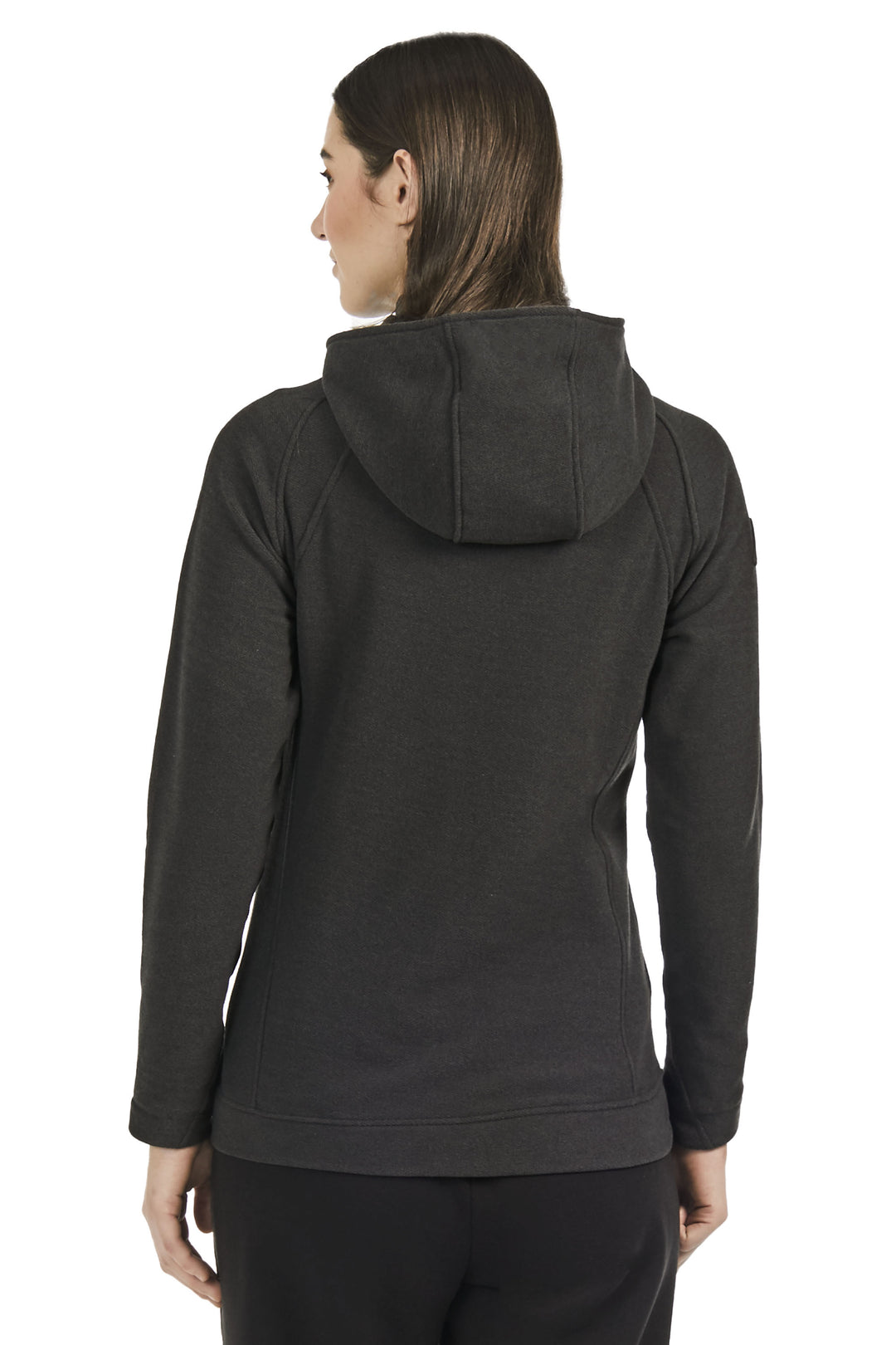 WOMEN'S FLEECE FULL ZIP SWEATER, BLACK HEATHER