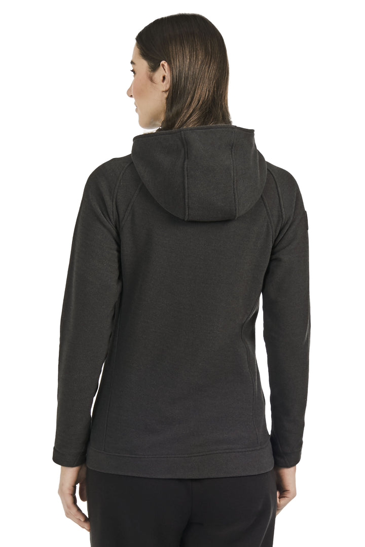 WOMEN'S FLEECE FULL ZIP SWEATER, BLACK HEATHER