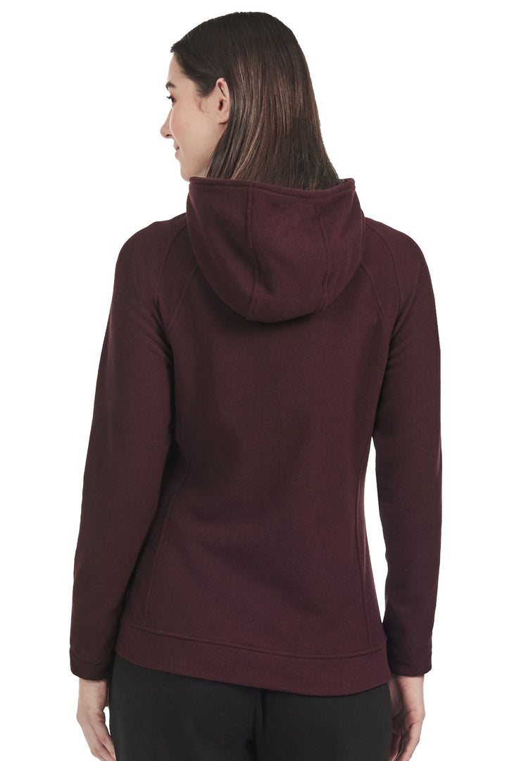 WOMEN'S FLEECE FULL ZIP SWEATER, GRAPE HEATHER