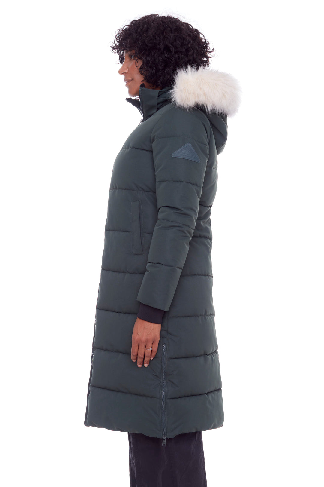 KLUANE | WOMEN'S VEGAN DOWN (RECYCLED) ULTRA LONG LENGTH PARKA, FOREST GREEN