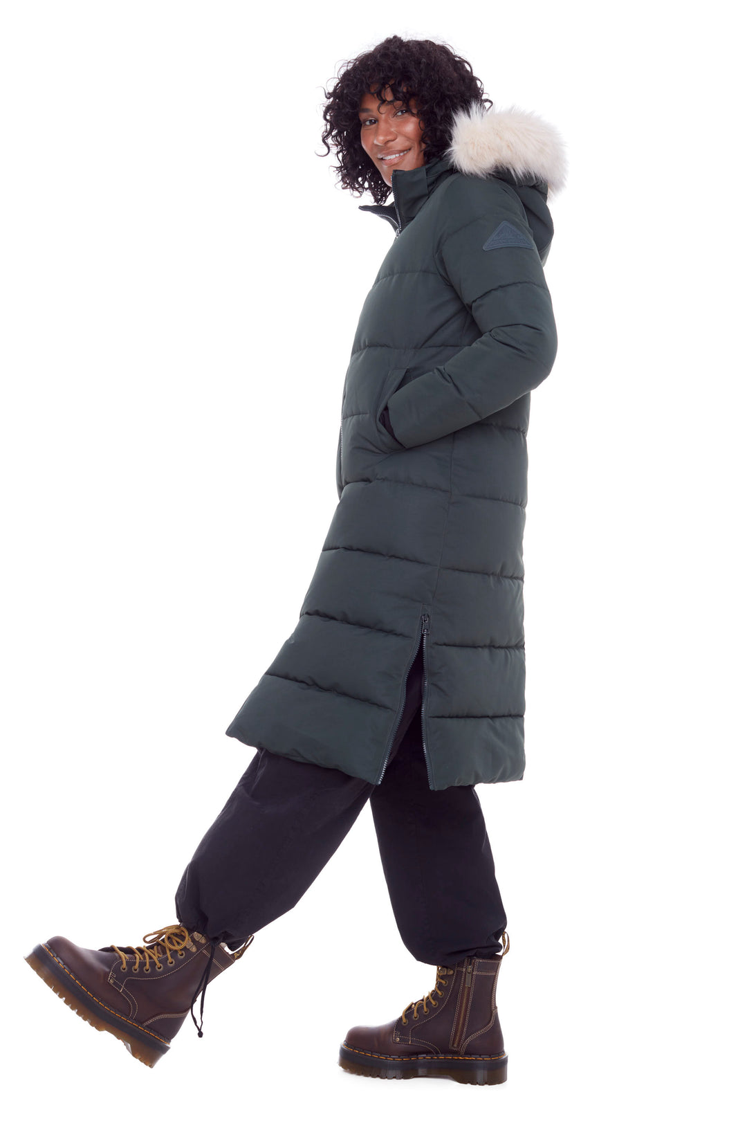 KLUANE | WOMEN'S VEGAN DOWN (RECYCLED) ULTRA LONG LENGTH PARKA, FOREST GREEN