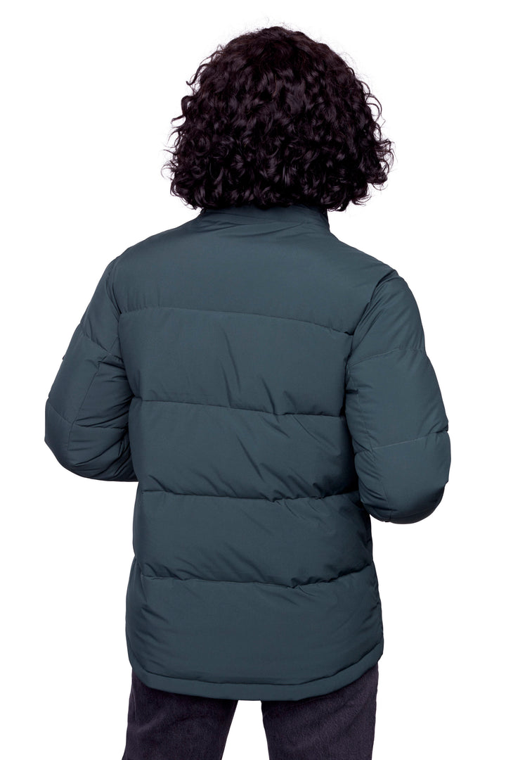 FORILLON | WOMEN'S VEGAN DOWN (RECYCLED) SHORT QUILTED PUFFER JACKET, DEEP GREEN