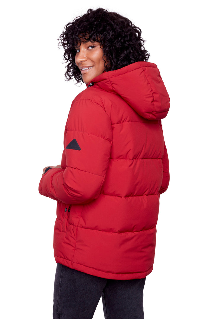 FORILLON | WOMEN'S VEGAN DOWN (RECYCLED) SHORT QUILTED PUFFER JACKET, DEEP RED