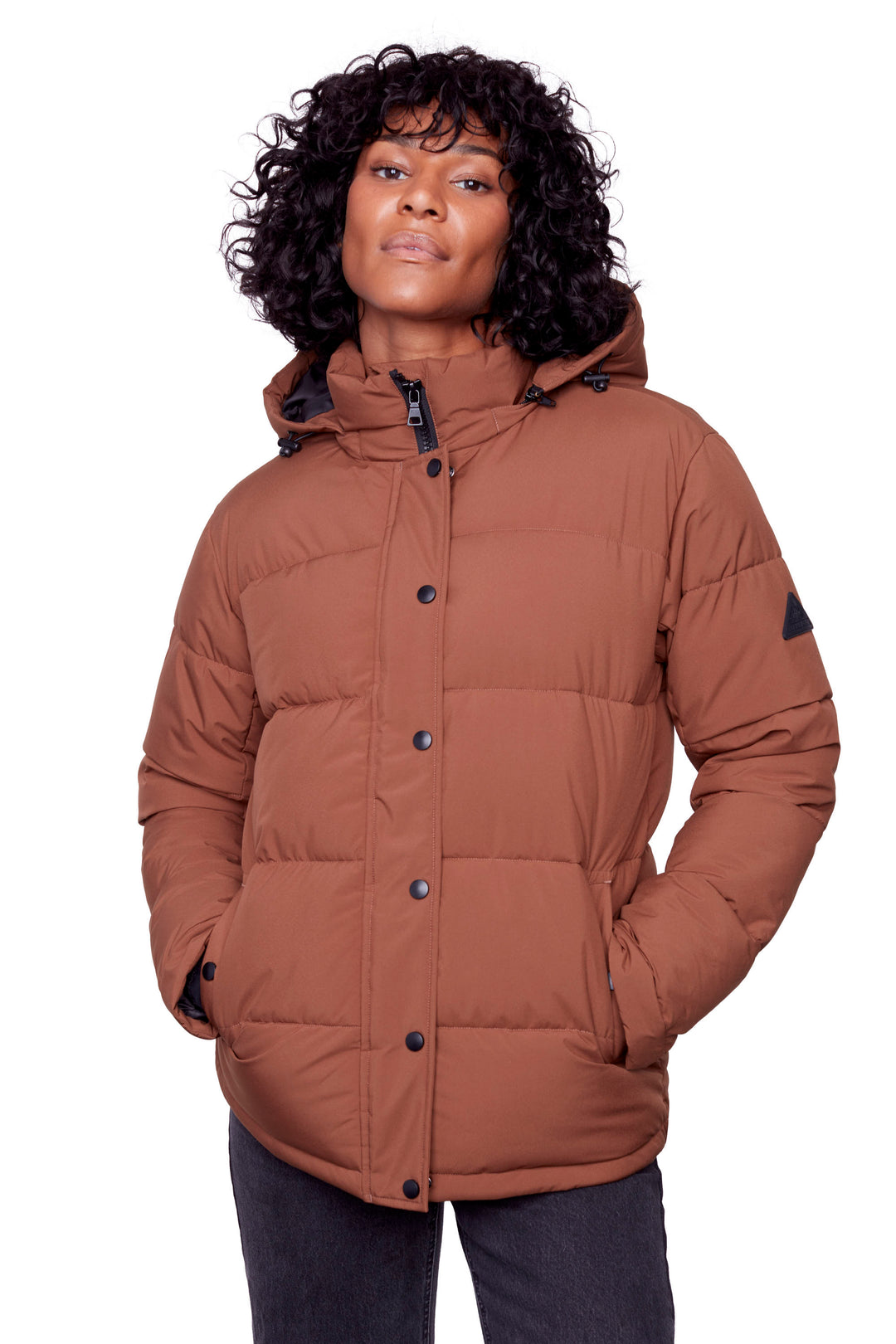 FORILLON | WOMEN'S VEGAN DOWN (RECYCLED) SHORT QUILTED PUFFER JACKET, MAPLE