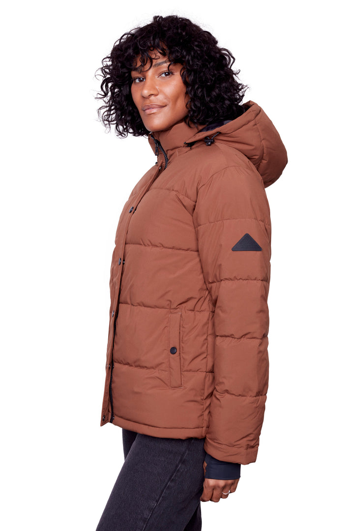 FORILLON | WOMEN'S VEGAN DOWN (RECYCLED) SHORT QUILTED PUFFER JACKET, MAPLE