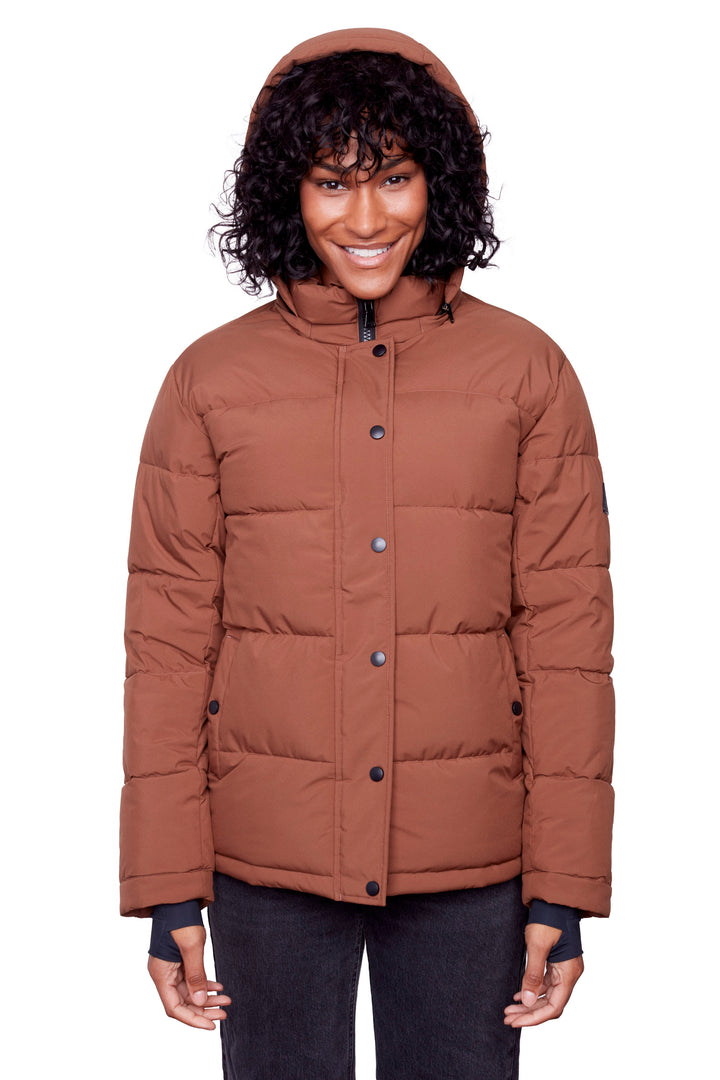 FORILLON | WOMEN'S VEGAN DOWN (RECYCLED) SHORT QUILTED PUFFER JACKET, MAPLE