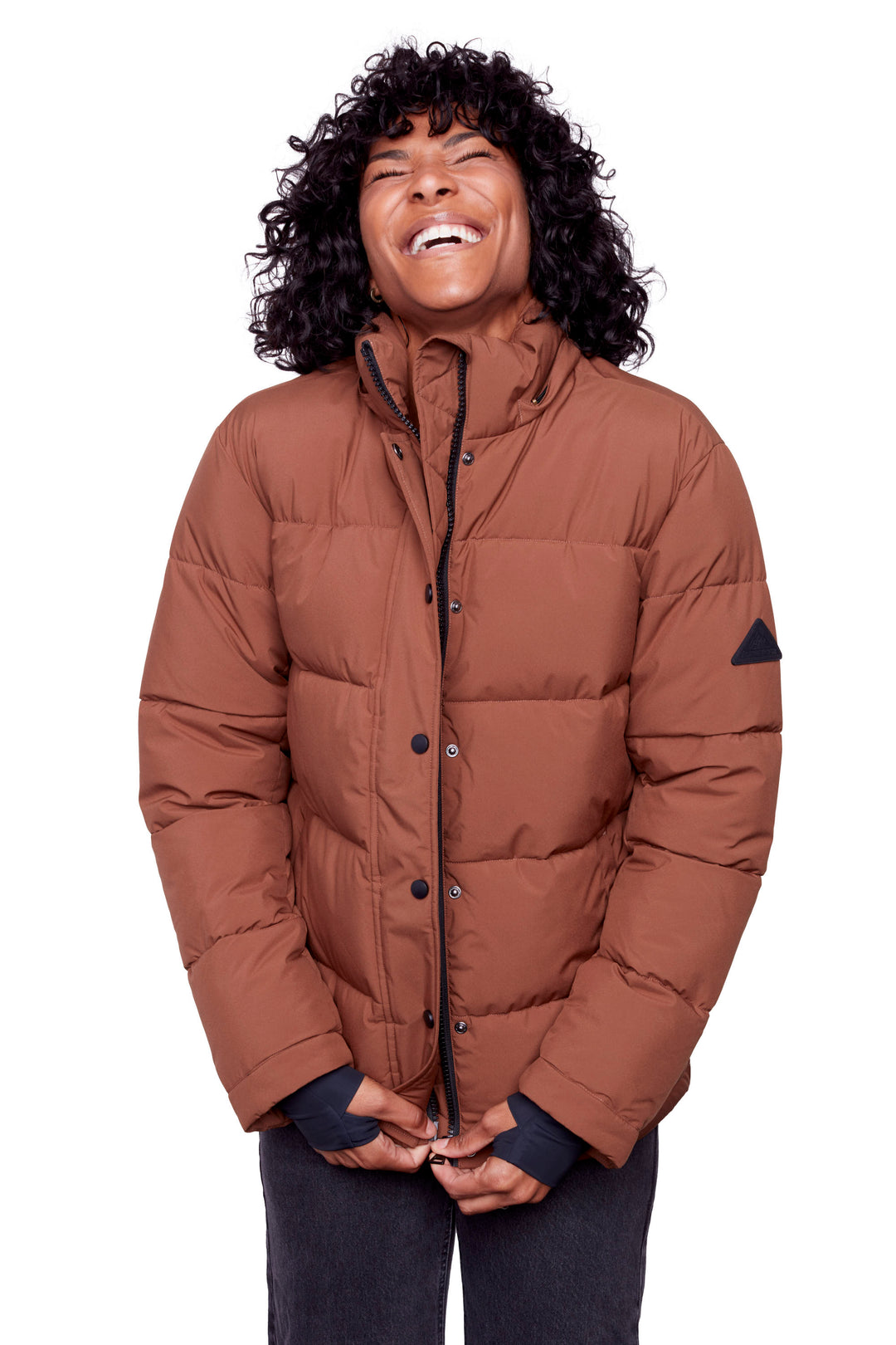 FORILLON | WOMEN'S VEGAN DOWN (RECYCLED) SHORT QUILTED PUFFER JACKET, MAPLE