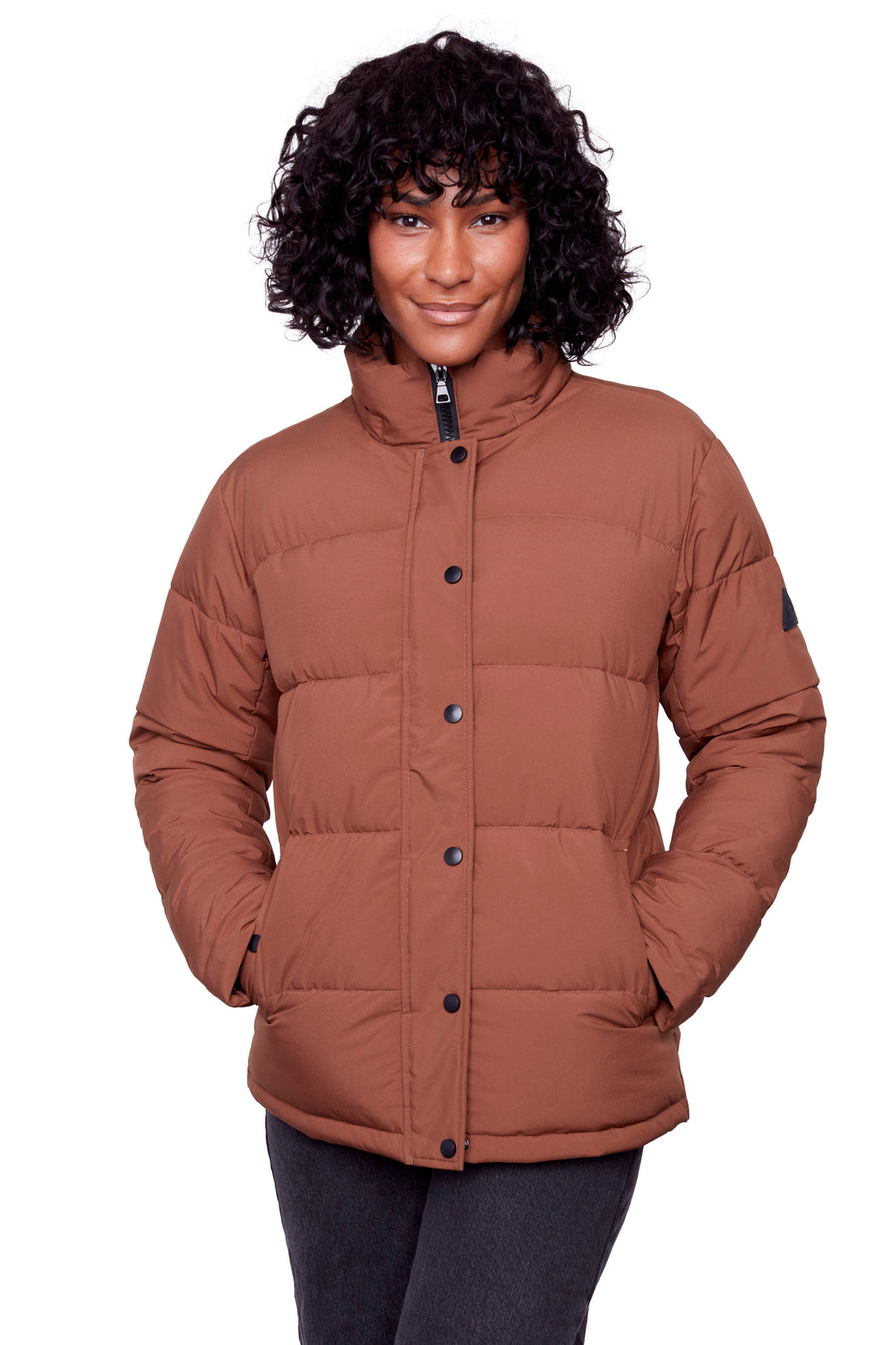 FORILLON | WOMEN'S VEGAN DOWN (RECYCLED) SHORT QUILTED PUFFER JACKET, MAPLE