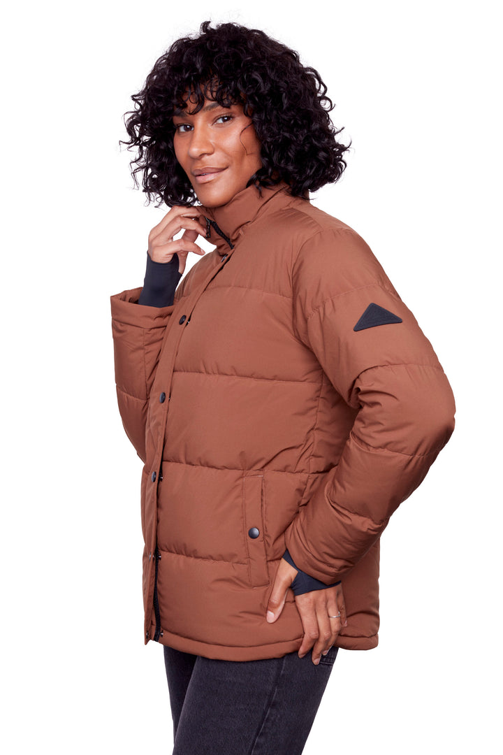 FORILLON | WOMEN'S VEGAN DOWN (RECYCLED) SHORT QUILTED PUFFER JACKET, MAPLE