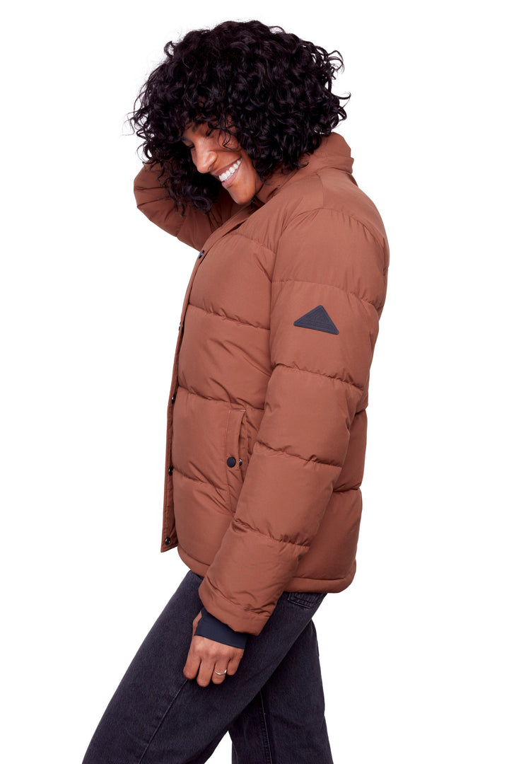 FORILLON | WOMEN'S VEGAN DOWN (RECYCLED) SHORT QUILTED PUFFER JACKET, MAPLE