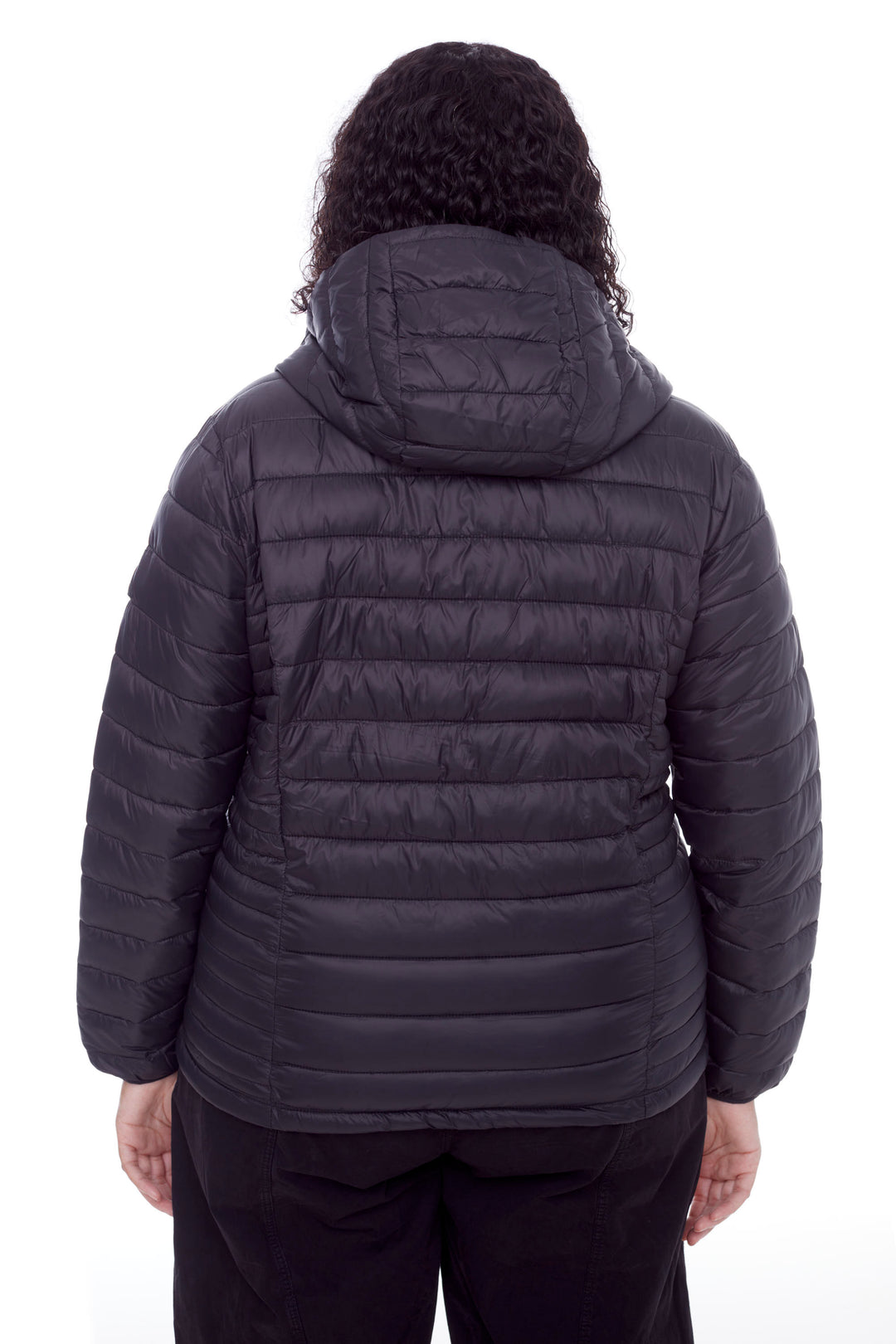 YOHO PLUS | WOMEN'S VEGAN DOWN (RECYCLED) LIGHTWEIGHT PACKABLE PUFFER, BLACK (PLUS SIZE)