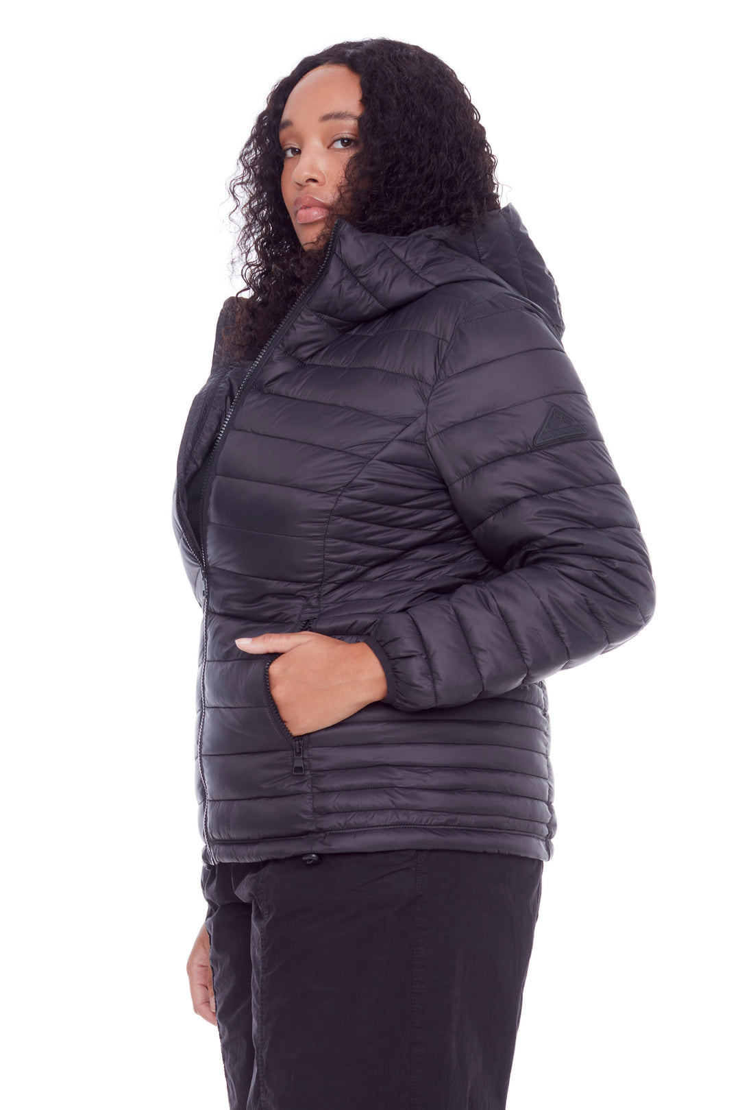 YOHO PLUS | WOMEN'S VEGAN DOWN (RECYCLED) LIGHTWEIGHT PACKABLE PUFFER, BLACK (PLUS SIZE)