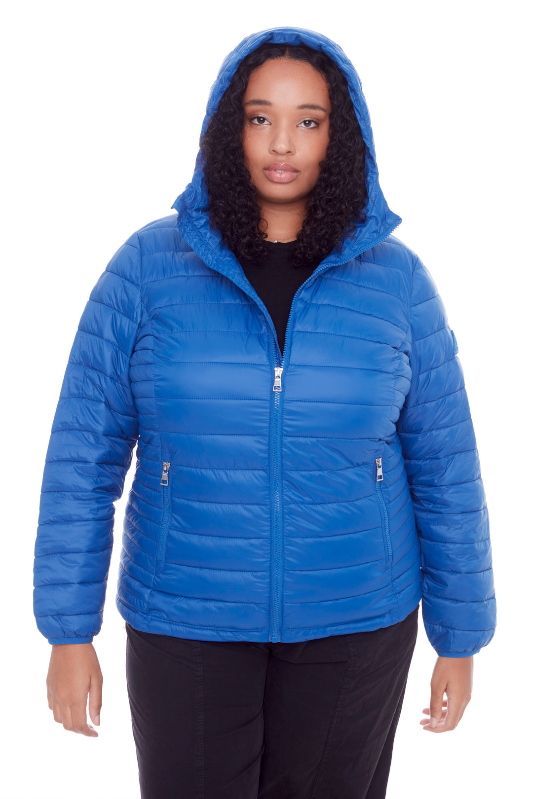 YOHO PLUS | WOMEN'S VEGAN DOWN (RECYCLED) LIGHTWEIGHT PACKABLE PUFFER, COBALT (PLUS SIZE)