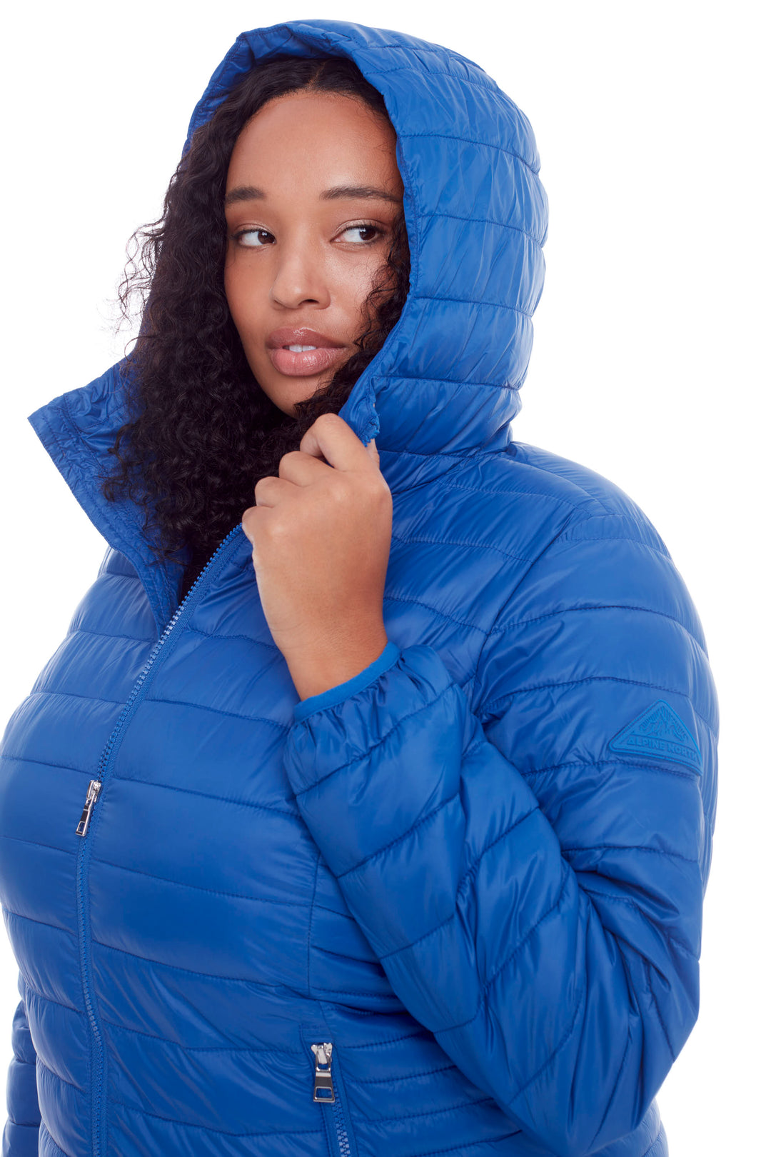 YOHO PLUS | WOMEN'S VEGAN DOWN (RECYCLED) LIGHTWEIGHT PACKABLE PUFFER, COBALT (PLUS SIZE)