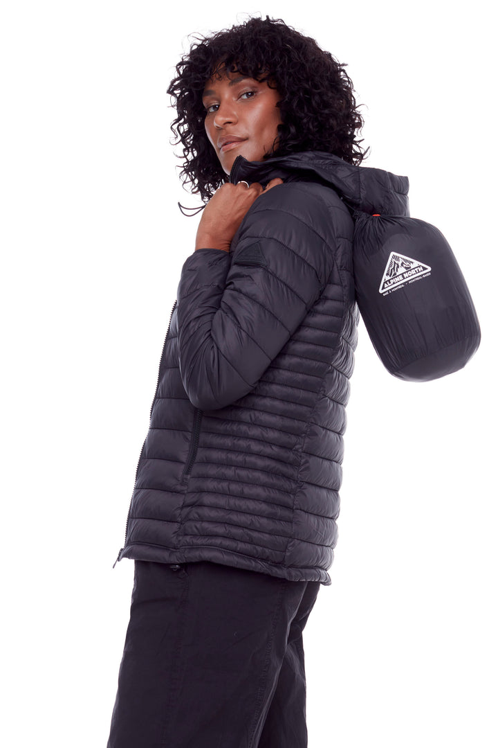 YOHO LADIES' | WOMEN'S VEGAN DOWN (RECYCLED) LIGHTWEIGHT PACKABLE PUFFER, BLACK