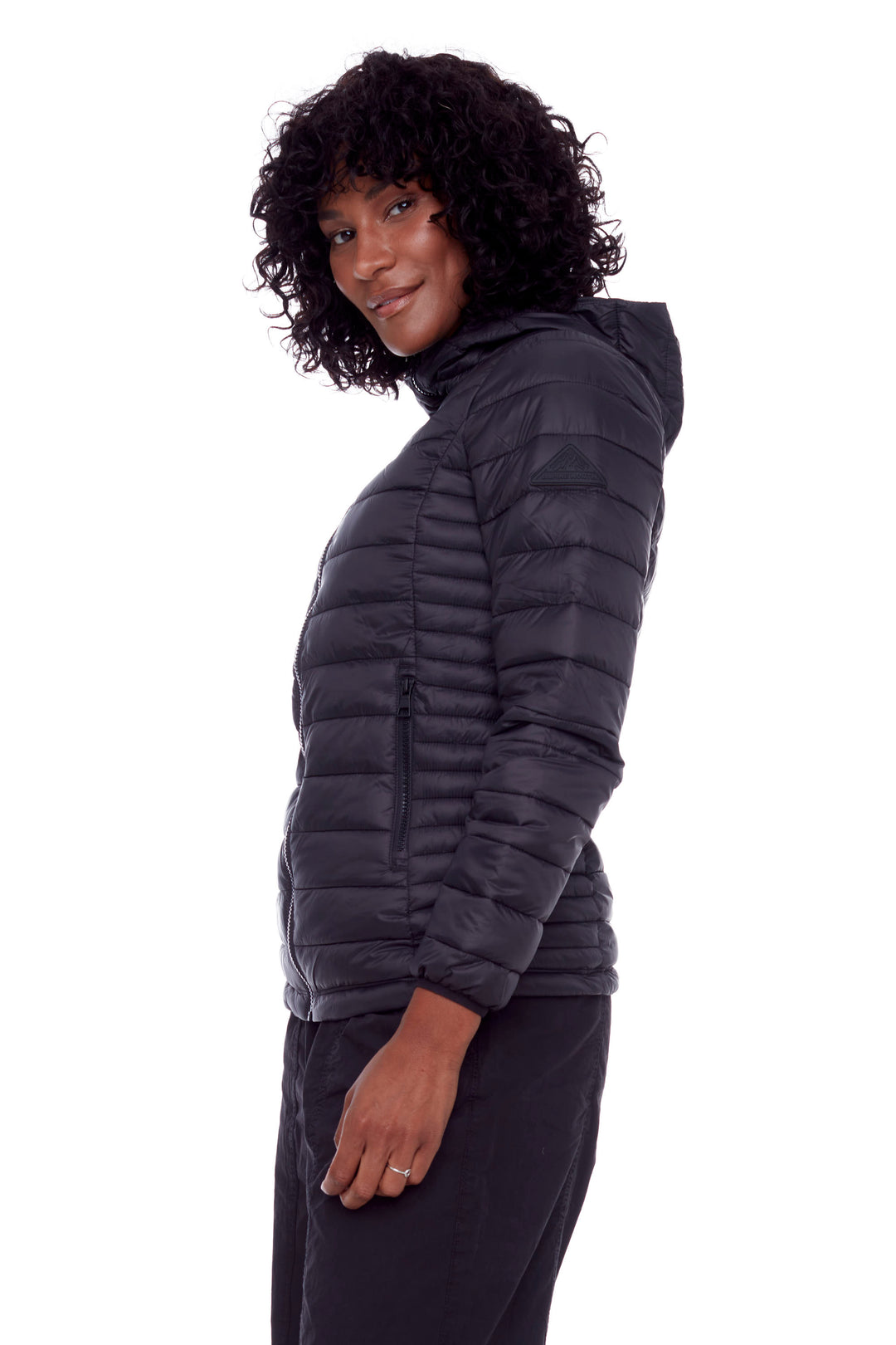 YOHO LADIES' | WOMEN'S VEGAN DOWN (RECYCLED) LIGHTWEIGHT PACKABLE PUFFER, BLACK