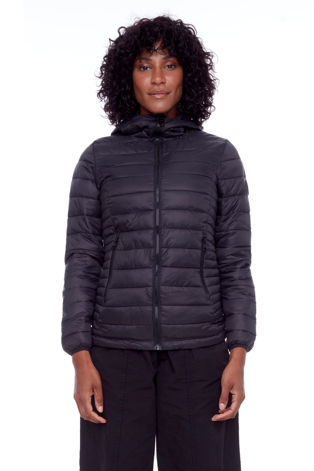 YOHO LADIES' | WOMEN'S VEGAN DOWN (RECYCLED) LIGHTWEIGHT PACKABLE PUFFER, BLACK