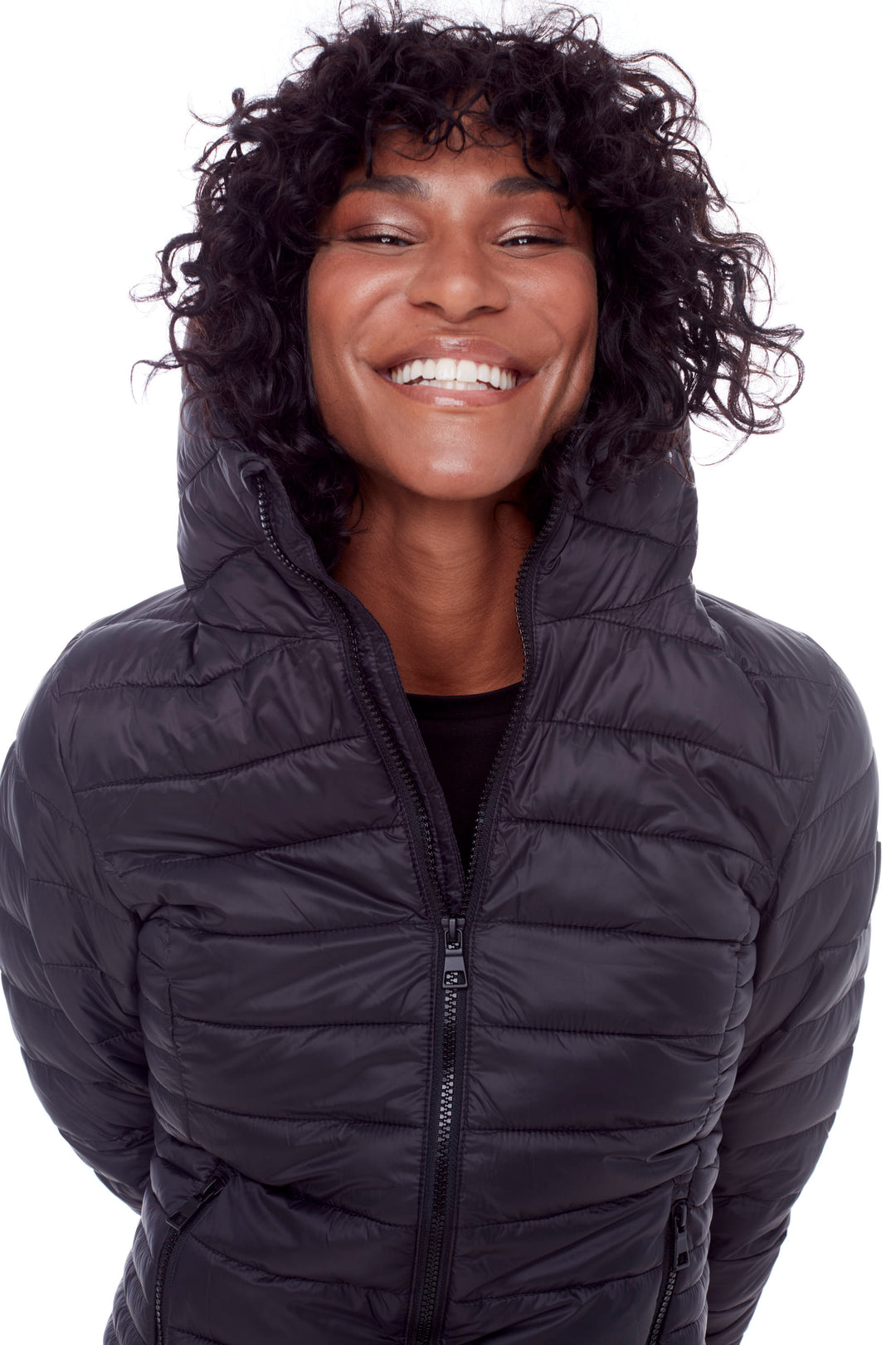 YOHO LADIES' | WOMEN'S VEGAN DOWN (RECYCLED) LIGHTWEIGHT PACKABLE PUFFER, BLACK