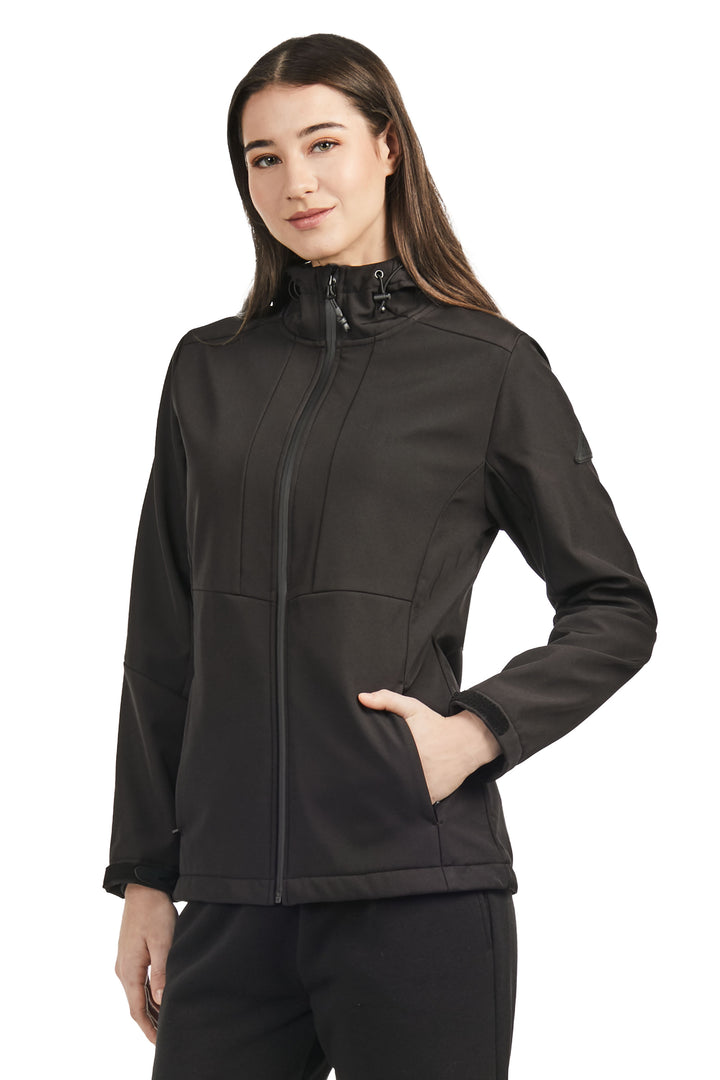 MACKENZIE | WOMEN'S FLEECE LINED SOFTSHELL WINDBREAKER, BLACK