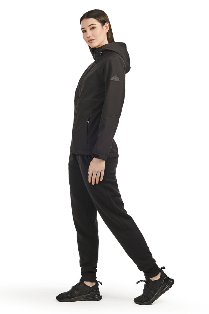 MACKENZIE | WOMEN'S FLEECE LINED SOFTSHELL WINDBREAKER, BLACK