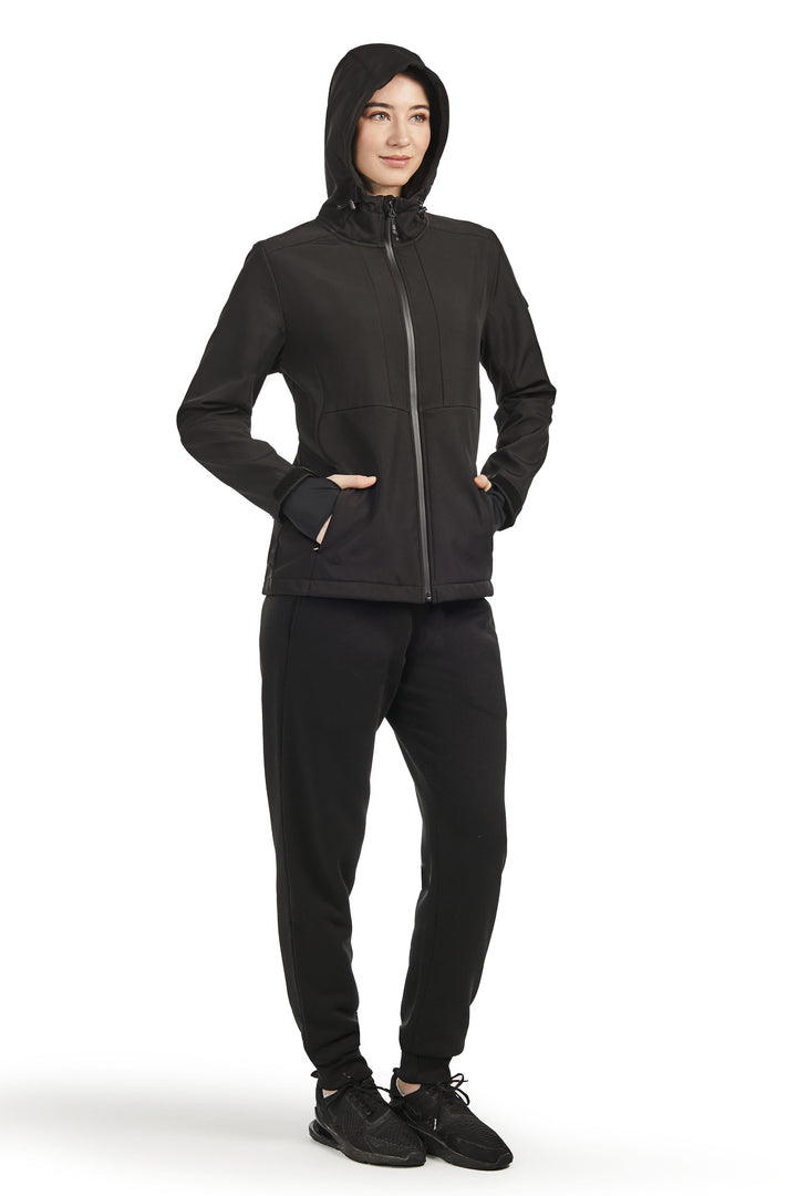 MACKENZIE | WOMEN'S FLEECE LINED SOFTSHELL WINDBREAKER, BLACK