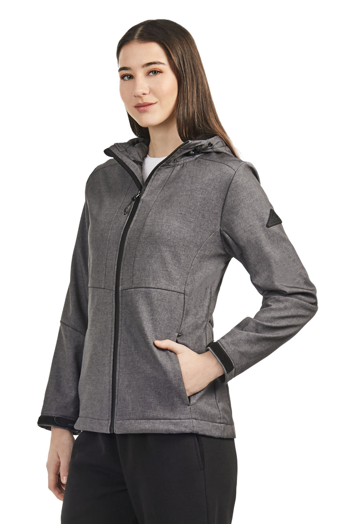 MACKENZIE | WOMEN'S FLEECE LINED SOFTSHELL WINDBREAKER, DARK GREY
