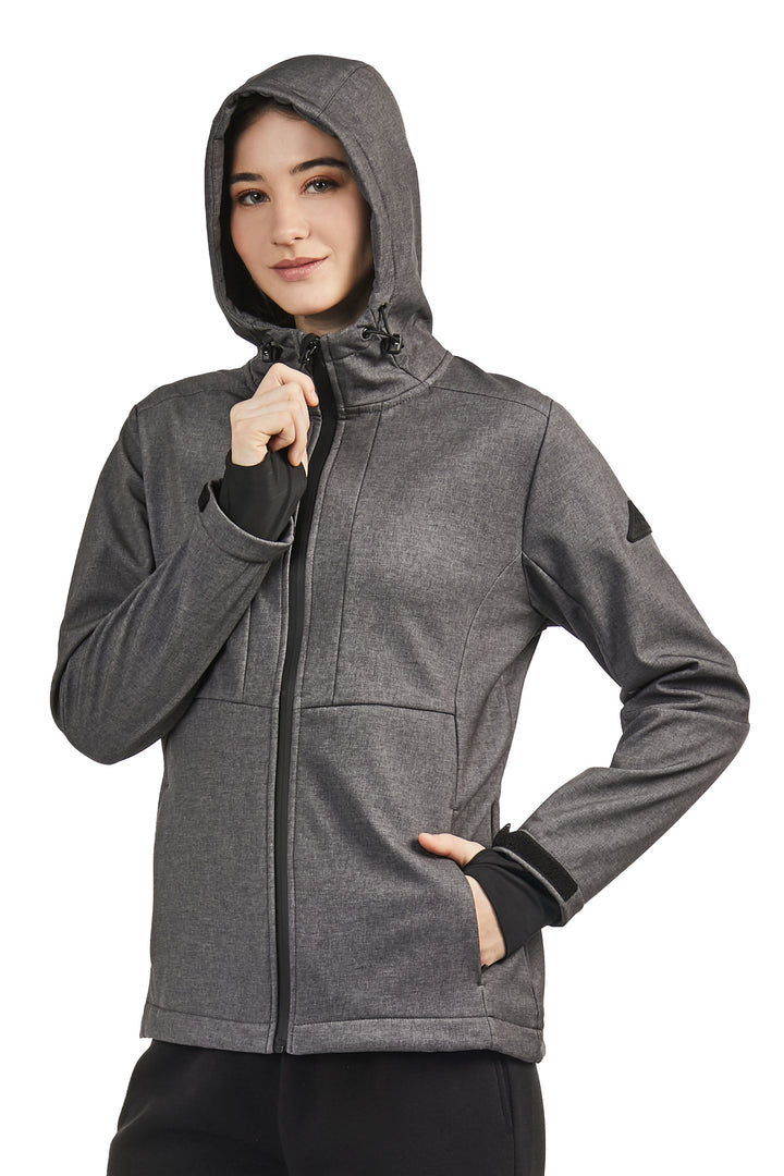 MACKENZIE | WOMEN'S FLEECE LINED SOFTSHELL WINDBREAKER, DARK GREY