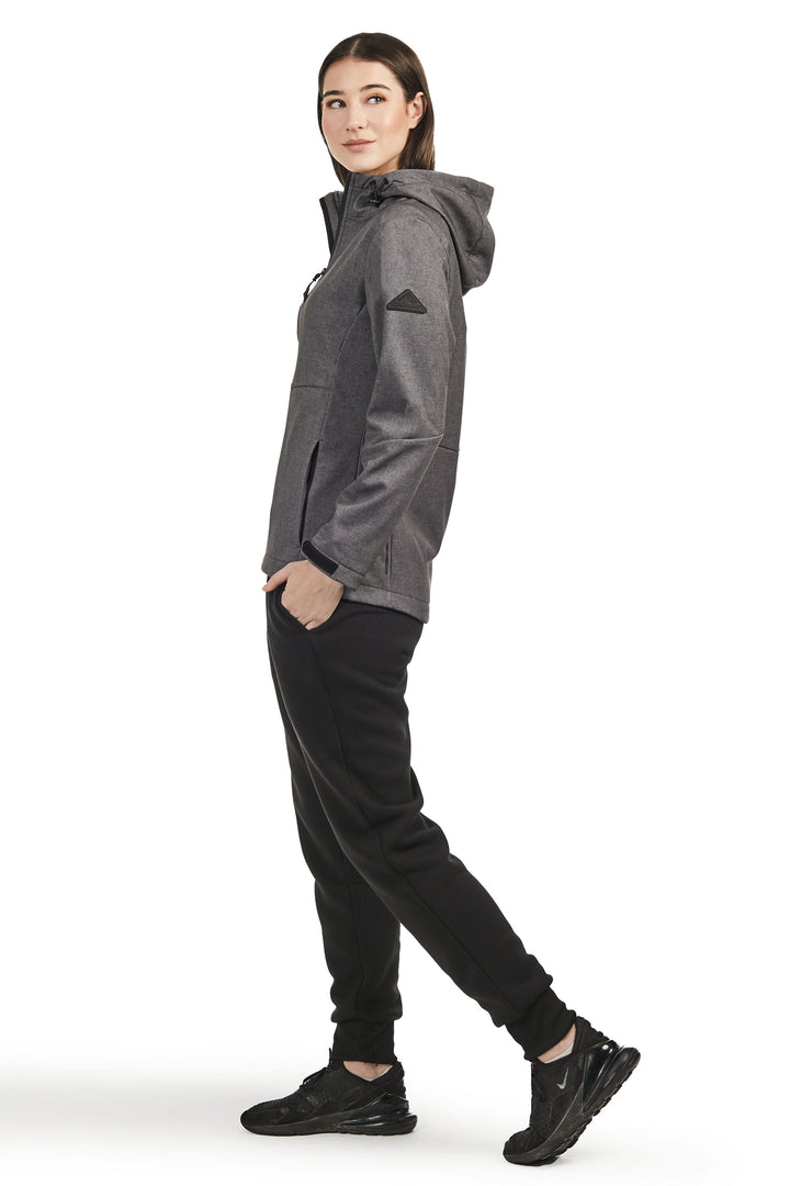 MACKENZIE | WOMEN'S FLEECE LINED SOFTSHELL WINDBREAKER, DARK GREY