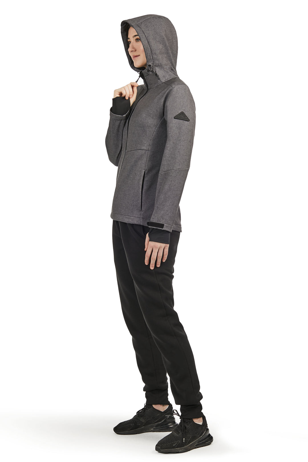 MACKENZIE | WOMEN'S FLEECE LINED SOFTSHELL WINDBREAKER, DARK GREY