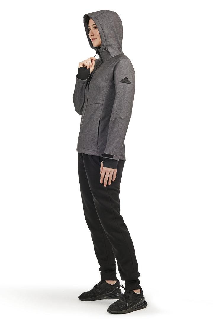 MACKENZIE | WOMEN'S FLEECE LINED SOFTSHELL WINDBREAKER, DARK GREY
