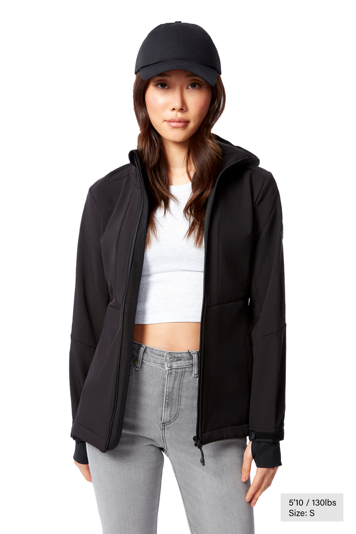 MACKENZIE | WOMEN'S FLEECE LINED SOFTSHELL WINDBREAKER, BLACK