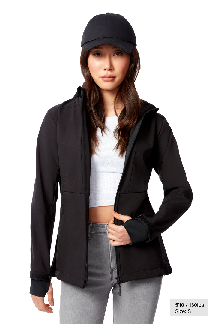 MACKENZIE | WOMEN'S FLEECE LINED SOFTSHELL WINDBREAKER, BLACK
