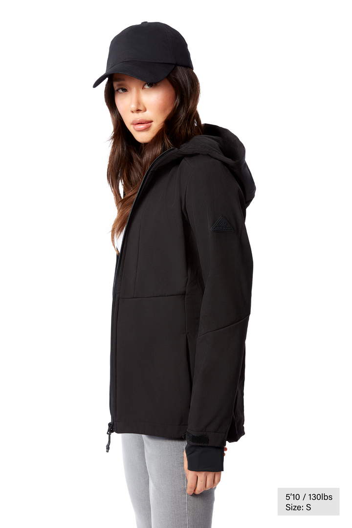 MACKENZIE | WOMEN'S FLEECE LINED SOFTSHELL WINDBREAKER, BLACK