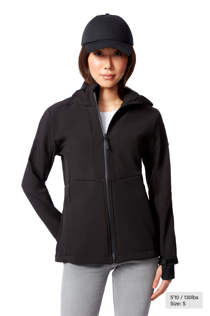 MACKENZIE | WOMEN'S FLEECE LINED SOFTSHELL WINDBREAKER, BLACK