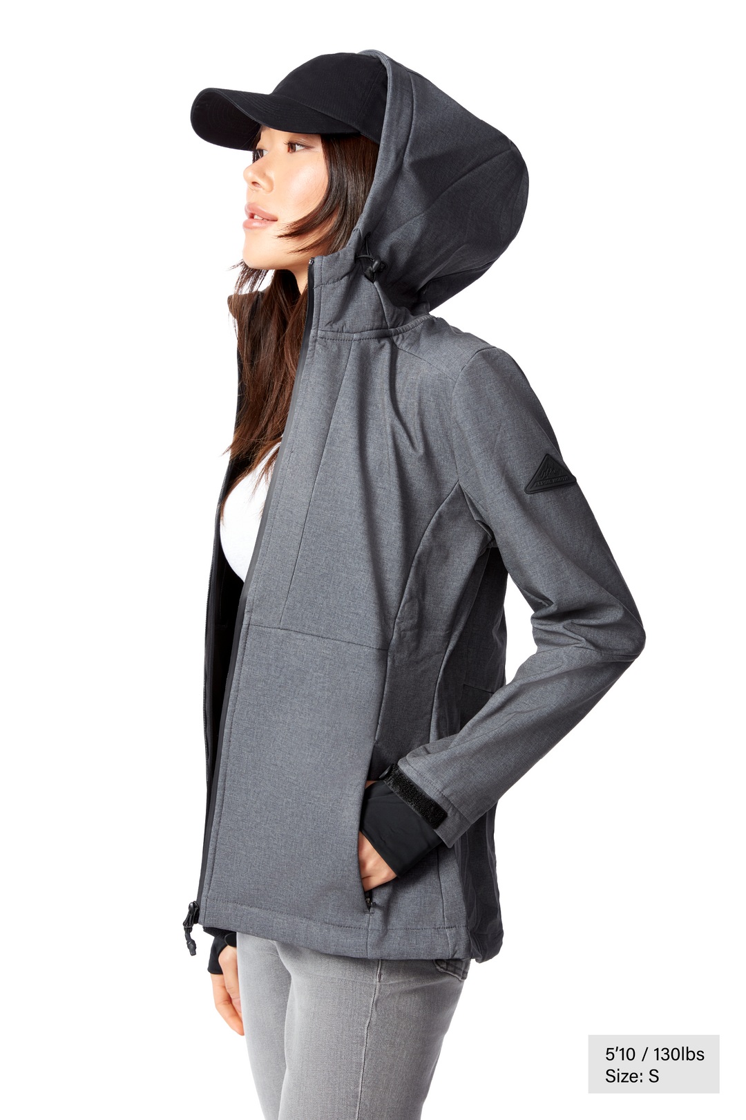 MACKENZIE | WOMEN'S FLEECE LINED SOFTSHELL WINDBREAKER, DARK GREY